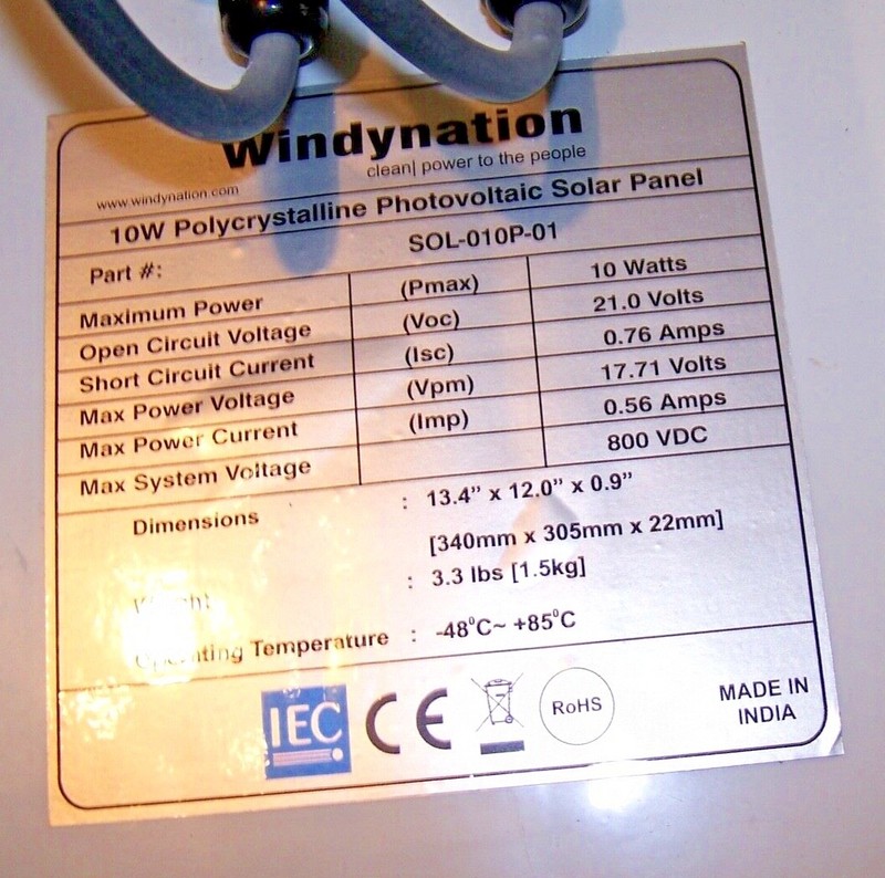 WINDYNATION 10W SOLAR PANEL POLYCRYSTALLINE PHOTOVOLTAIC CHARGES 12V BATTERIES gallery