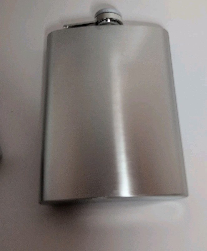 STAINLESS STEEL CIGARETTE CASE & FLASK SET - COSTUME ACCESSORY / EVERYDAY USE gallery