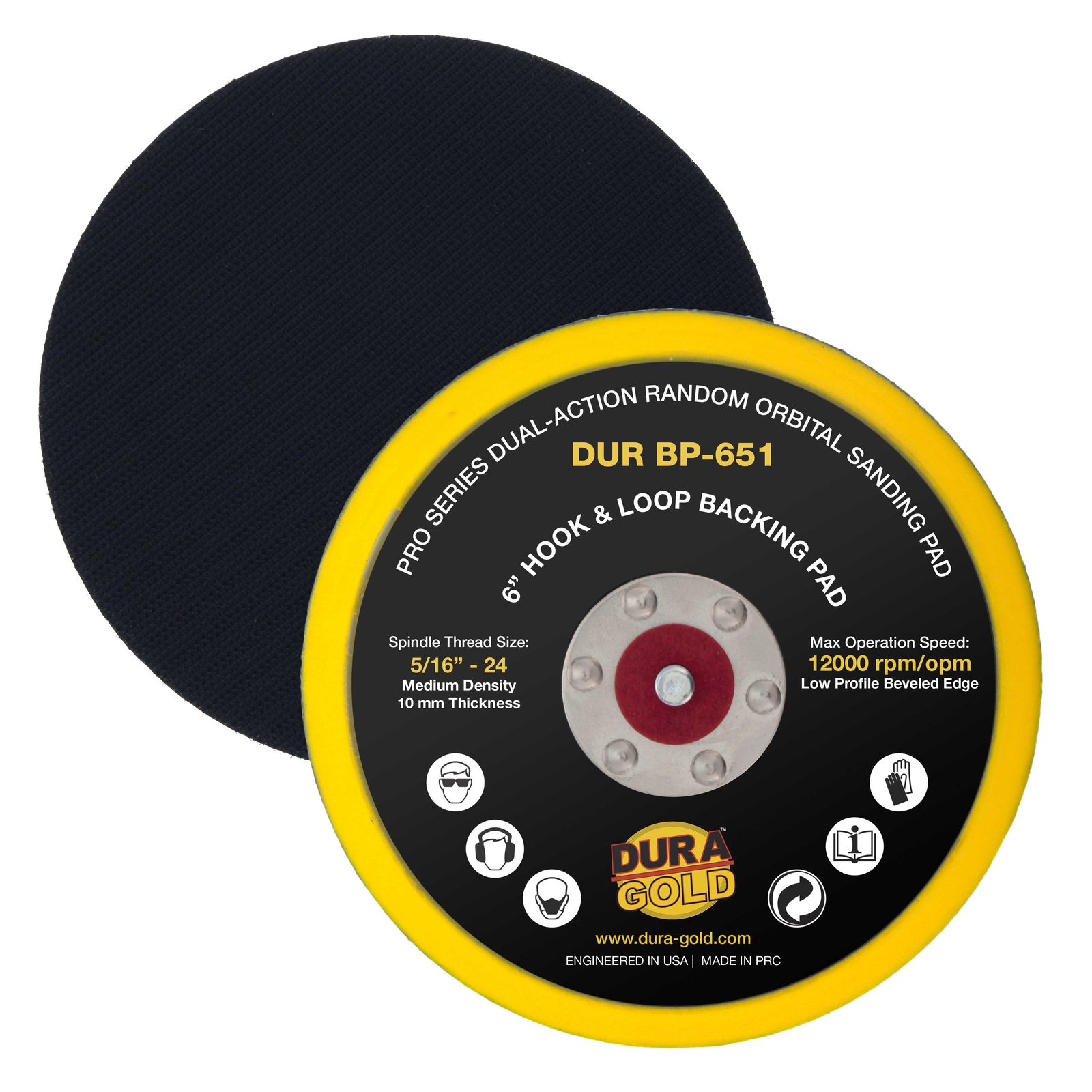 Dura-Gold Pro Series 6" Hook & Loop DA Backing Plate Pad, Sanding Sander gallery