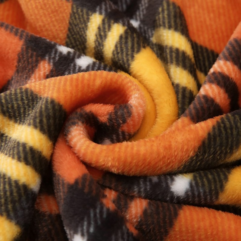Throw Blanket for Couch Orange Plaid Chair Throw Blanket| Soft Decorative Ult... gallery