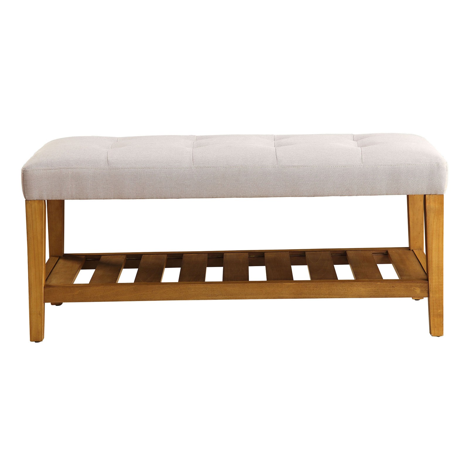 Light Grey and Oak Tufted Padded Seat Bench gallery