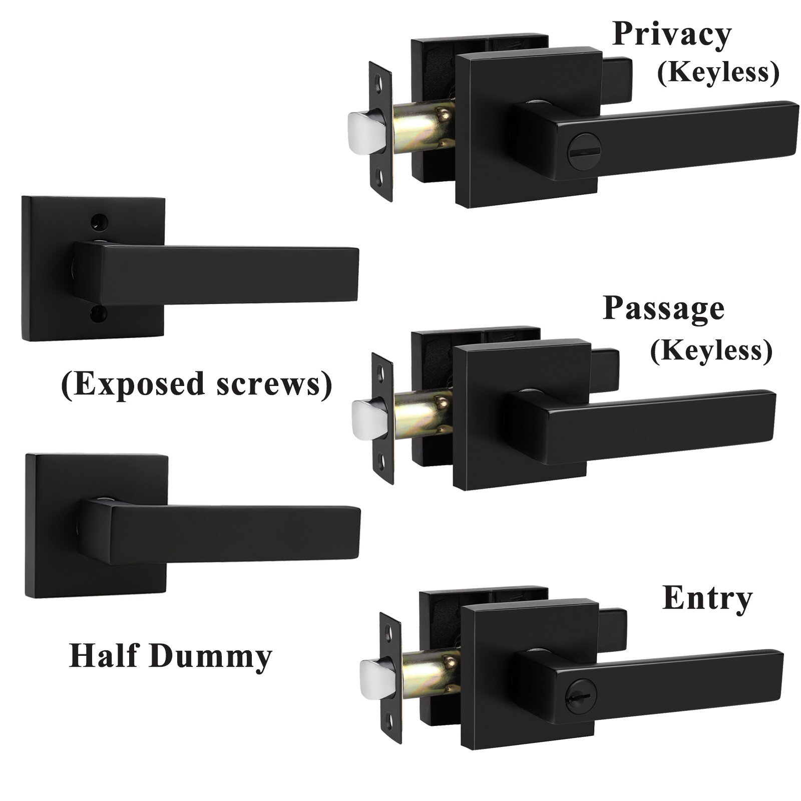 Probrico Privacy Passage Door Lever Black Interior Door Knobs Entry Locks Dummy gallery