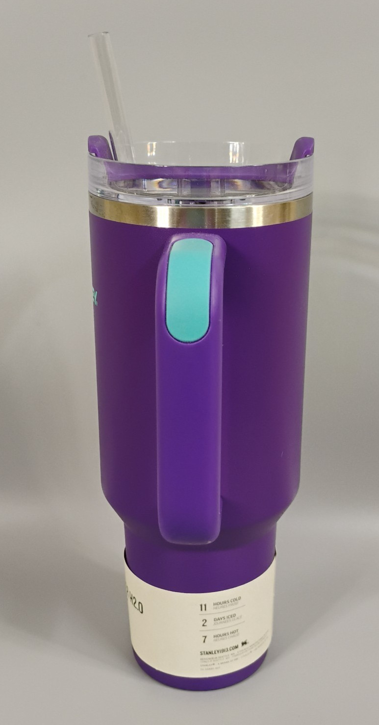 🥤 Rare Stanley Quencher H2.0 FlowState Tumbler 40oz – Deep Purple & Turquoise gallery
