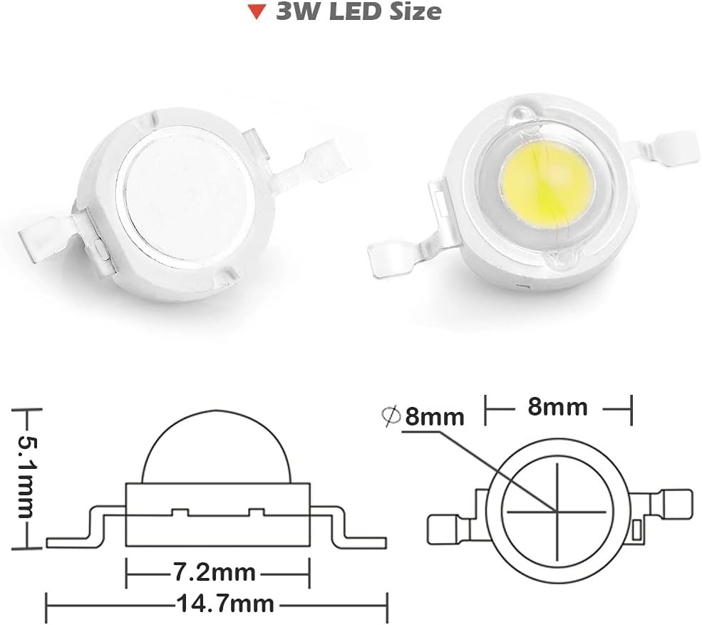 6000K-6500K 3W LED Chip Set - 10 Pcs White Light for Home Lighting Solutions gallery
