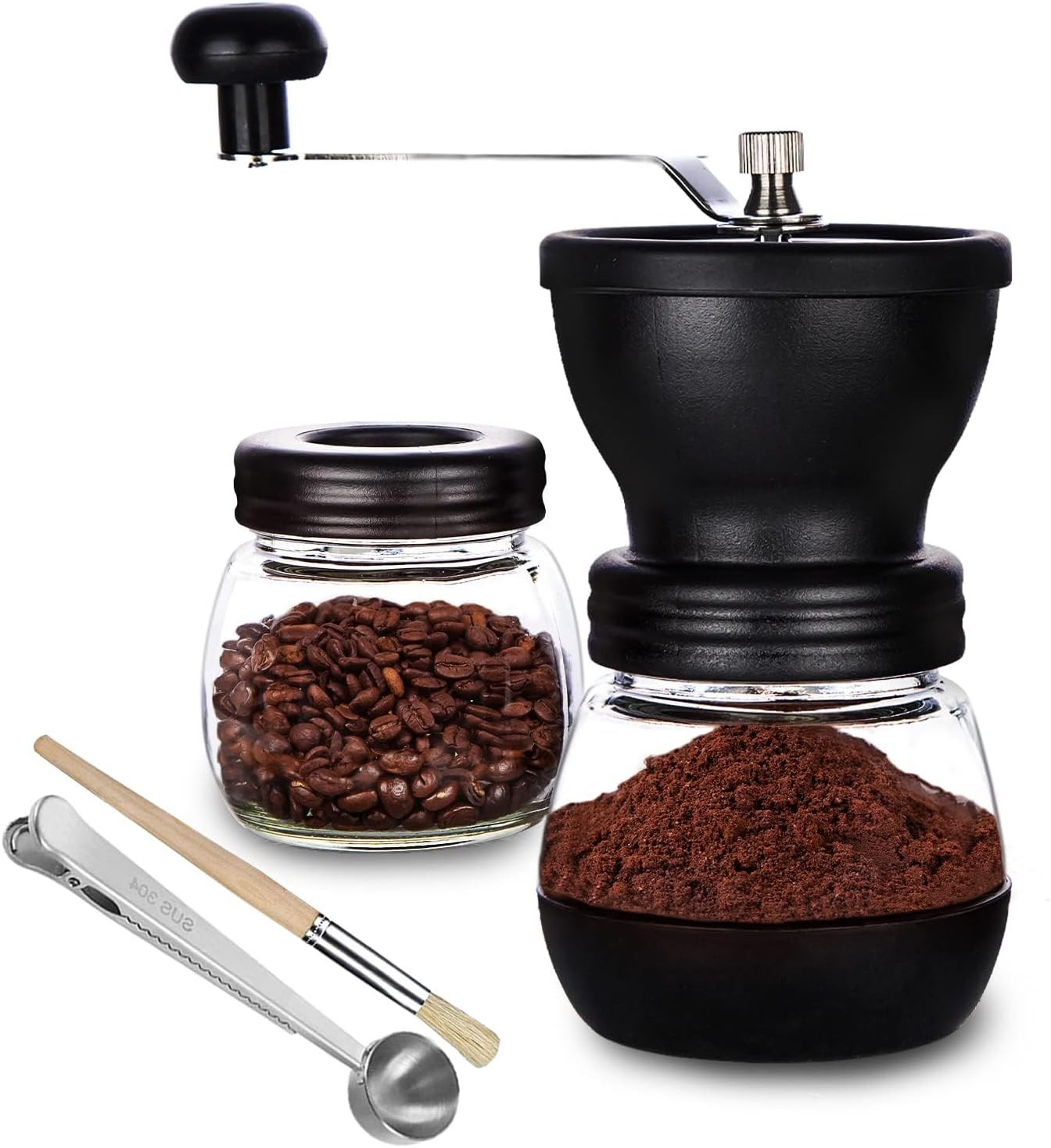 Manual Coffee Bean Grinder with Ceramic Burr, Hand Coffee Grinder Mill Small wit gallery