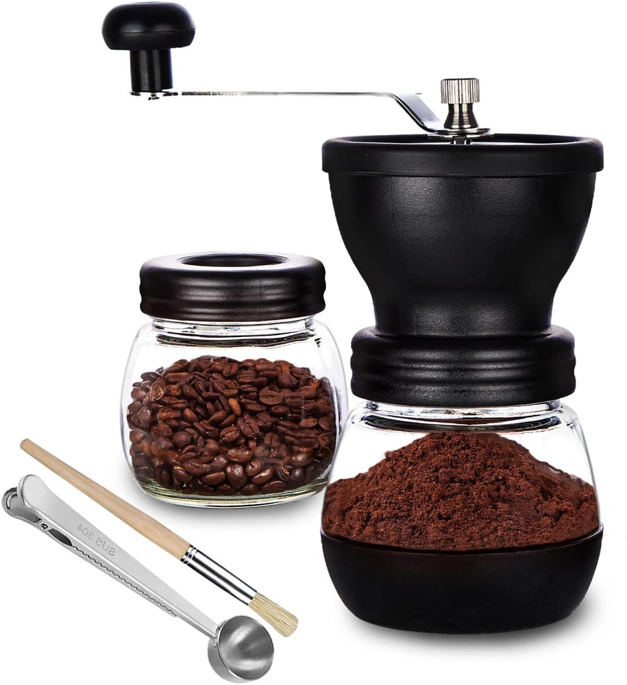 Manual Coffee Bean Grinder with Ceramic Burr, Hand Coffee Grinder Mill Small wit