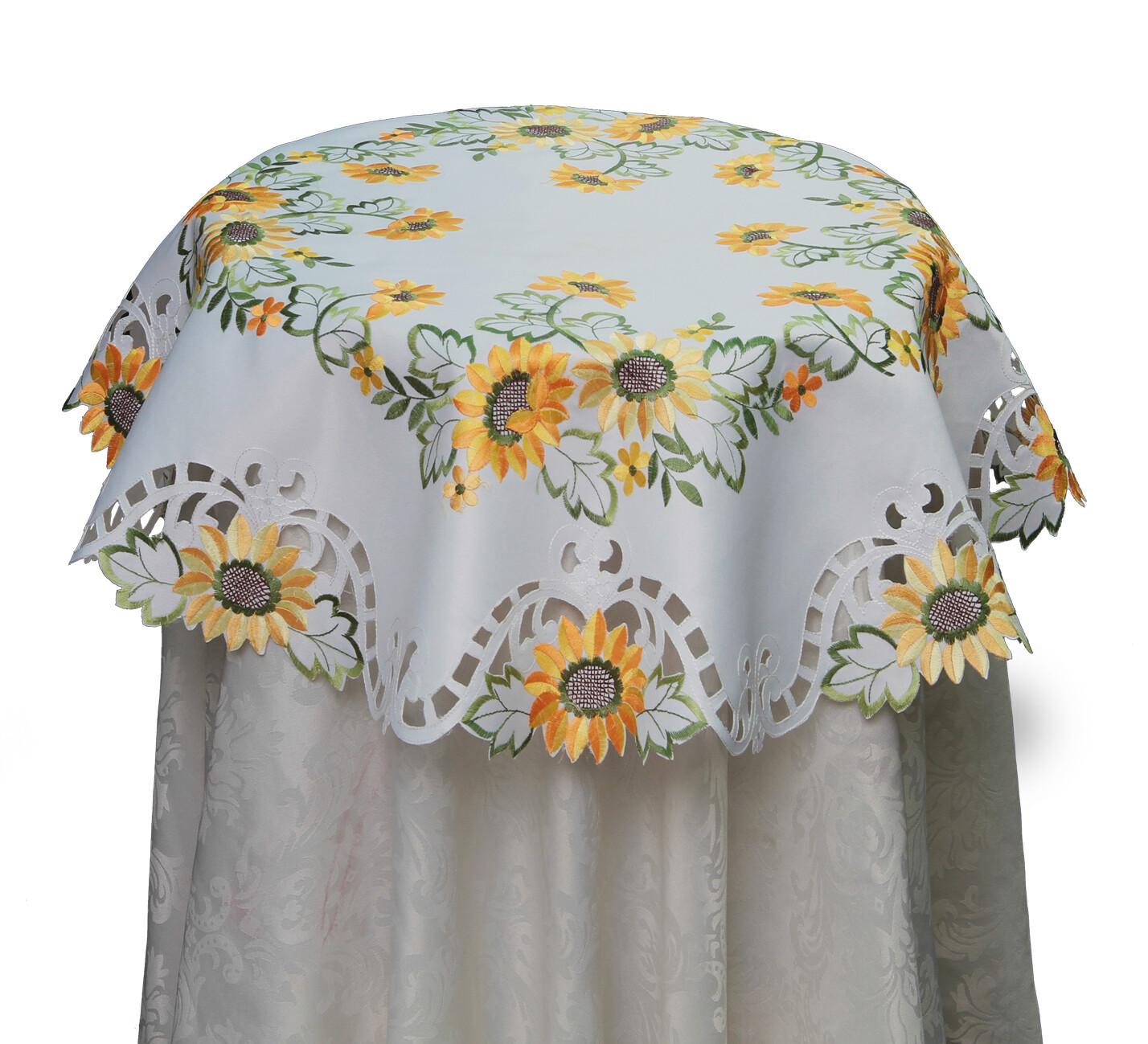 Embroidered Sunflower Cutwork Placemat Table Runner Tablecloth Topper White 6725 gallery