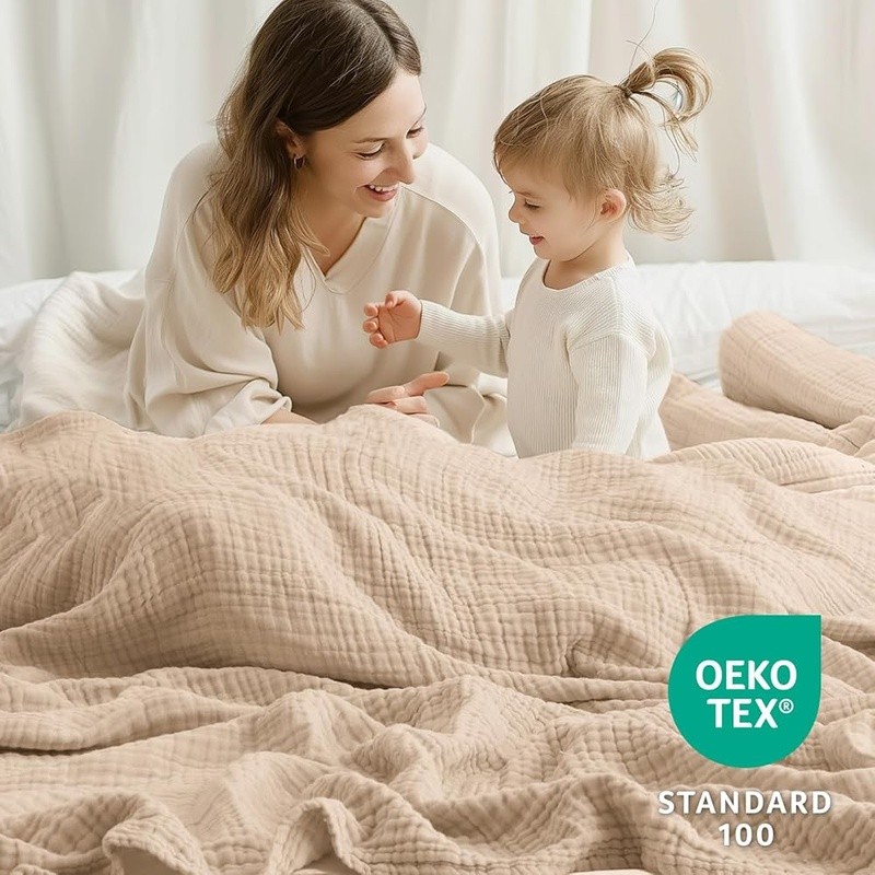 100 Cotton Muslin Blanket Breathable Soft Lightweight Cozy Versatile Gift New gallery