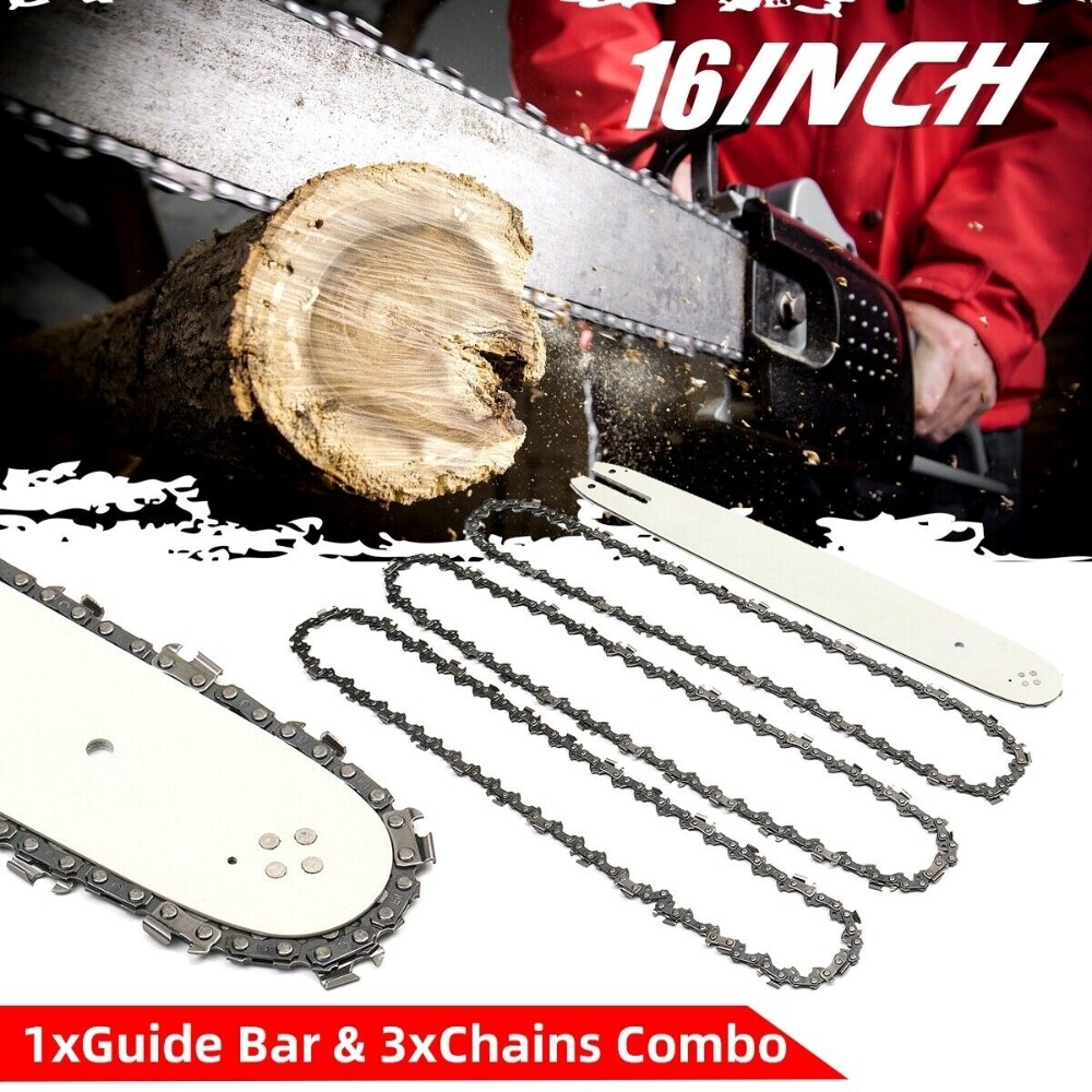 16 Inch Chain Saw Guide Bar + 3 Chains For STIHL 009 010 E10 MS180 MS190 MS250 gallery