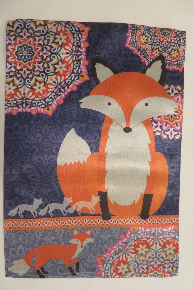 Fox, Foxes, Mandala Pattern, Orange & Navy, Fall, Wild Animal, Garden Flag