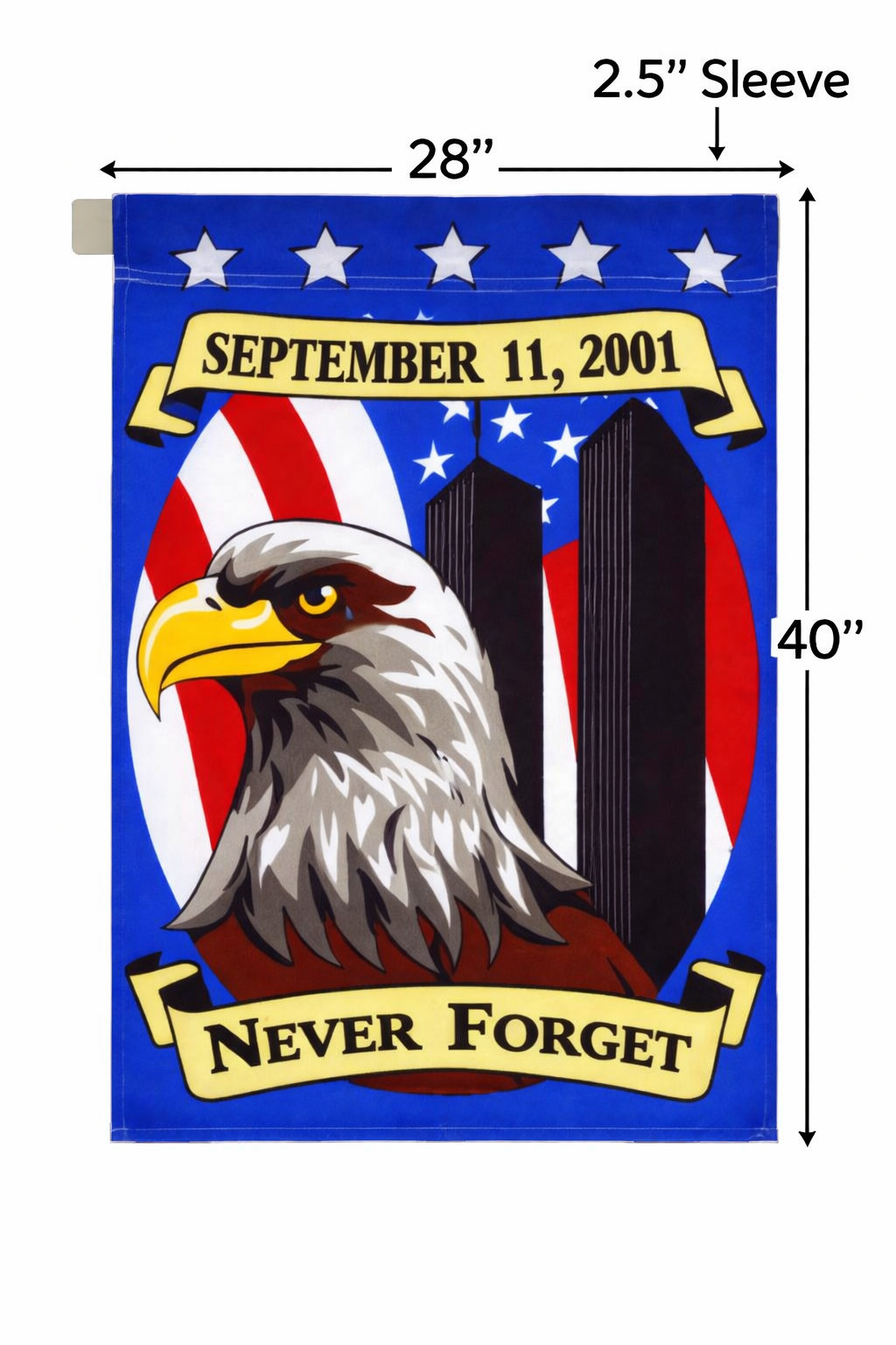 Never Forget September 11th Garden Flag 28x40in 9/11 Memorial Yard Flag gallery