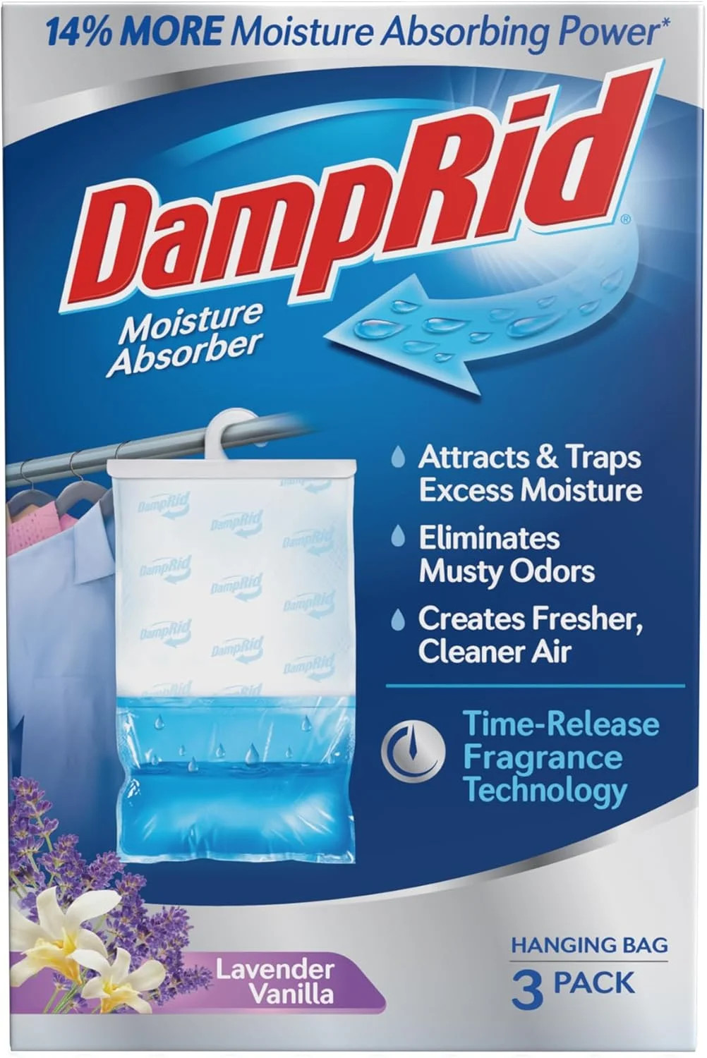 DampRid Lavender Vanilla Hanging Moisture Absorber, 16 oz., 3 Pack - Eliminates gallery