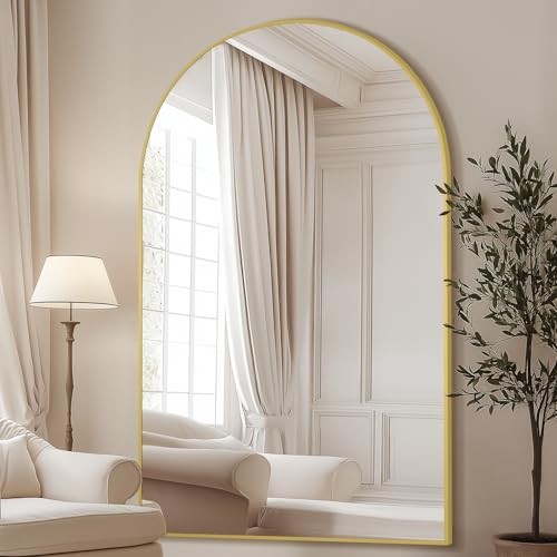 Arched Full Length Mirror, 44"x72" Oversized Floor Mirror 72"L x 44"W Gold gallery