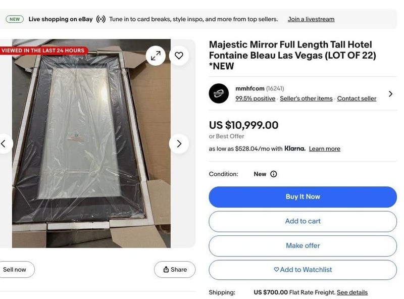 Huge Unique Mirror - 82” x 44” (6ft8in x 3ft7in) Custom RARE Deco - Hotel/Ballro gallery