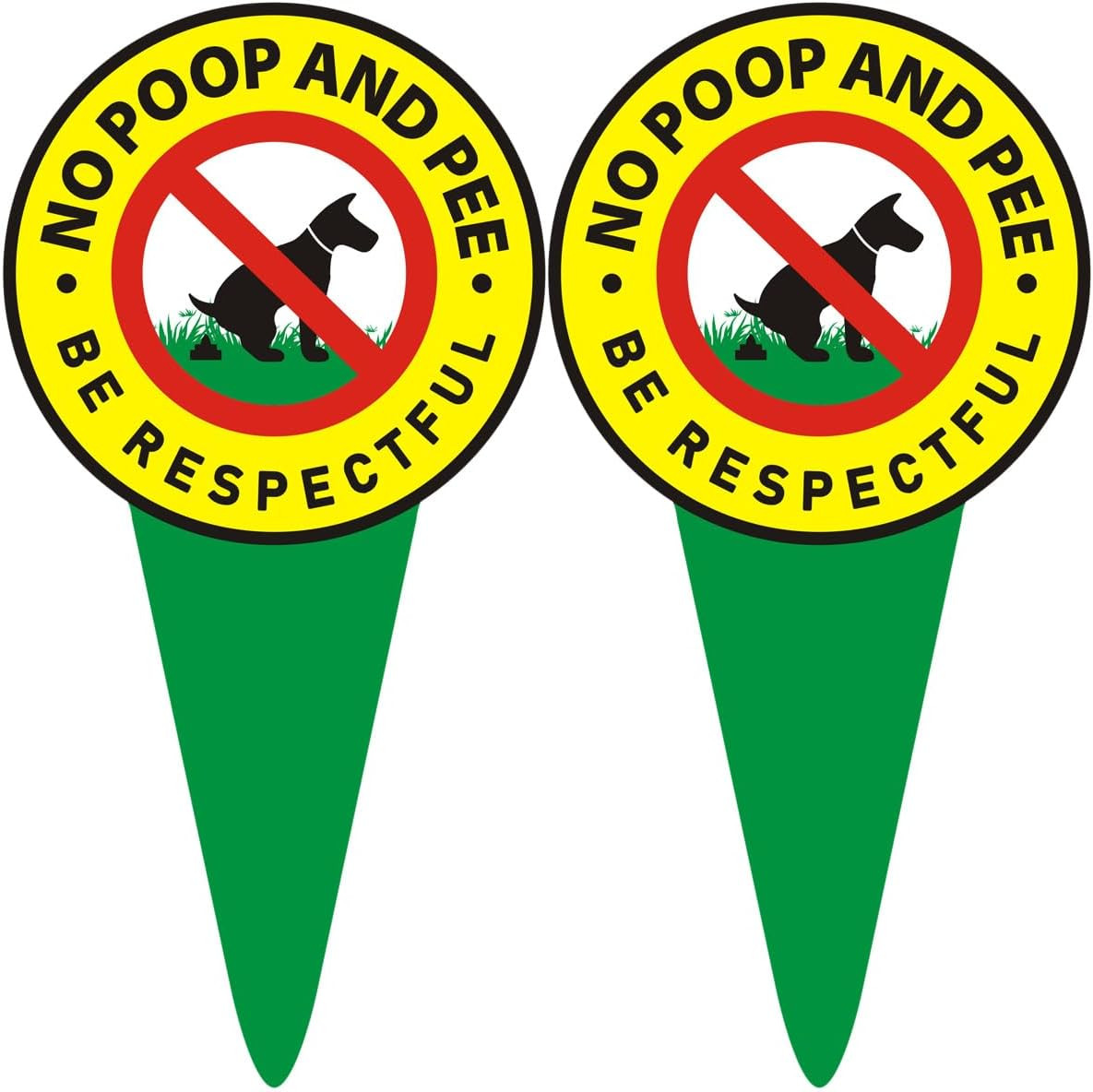 No Dog Poop Sign 2 Pack Double Sided Be Respectful/No Poop And Pee Protect New gallery