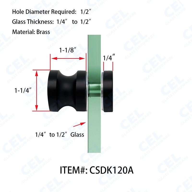 CEL - Single-Sided Shower Door Knob; Hole Diameter 1/2"; (CSDK120A) gallery