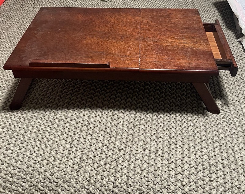 Brown Dark Wood Rectangular Coffee Table 23x15x5 in w/ 1 Pull-Out Drawer gallery