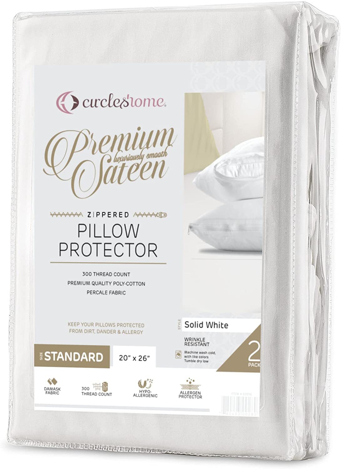 Circles Home Cotton Polyester and Cotton Blend Sateen Zippered Pillow Protectors gallery