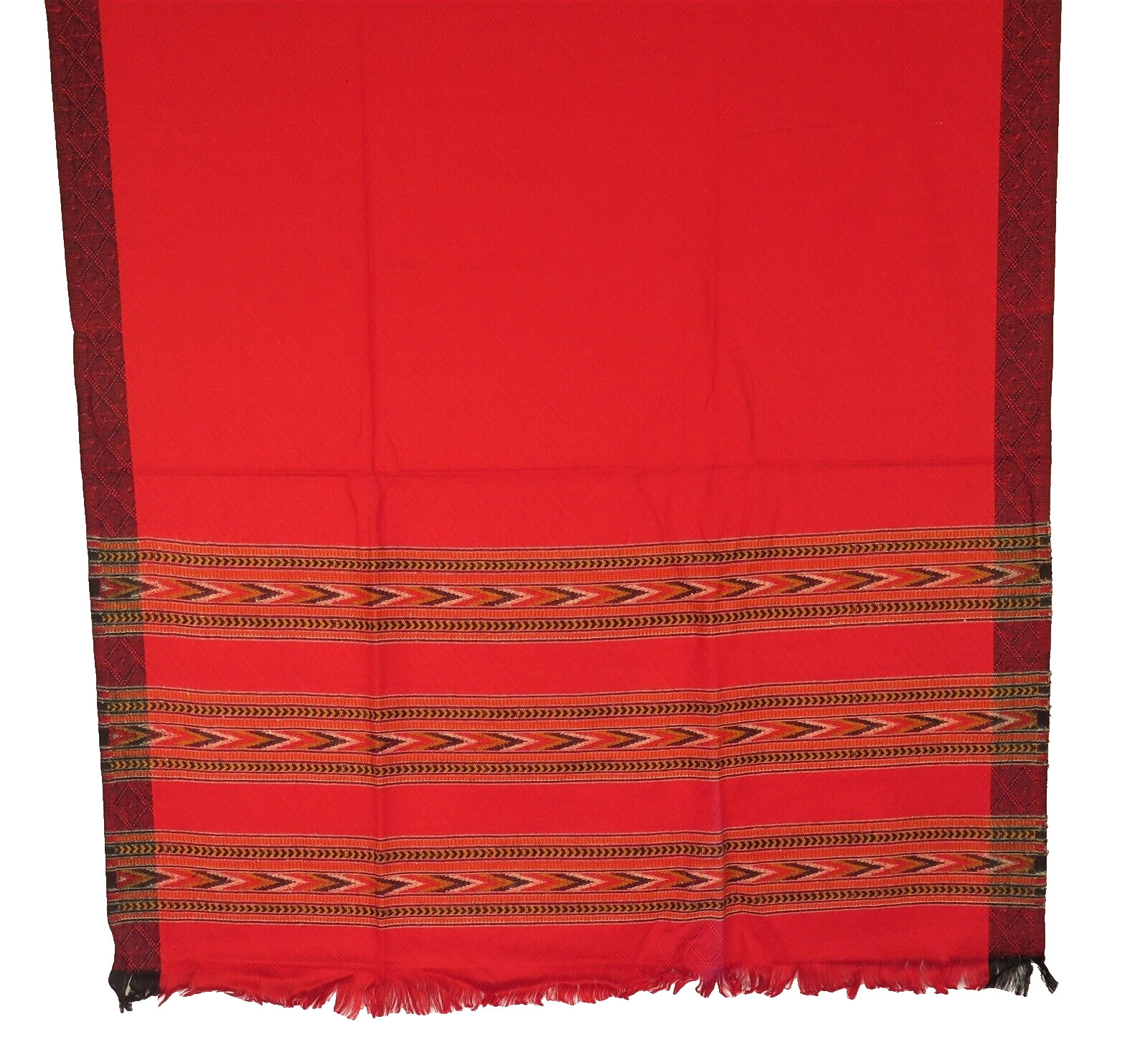 Yak+Sheep Wool Blend|Shawl/Throw|Hand Loomed|Kullu|Color: Tomato Red gallery