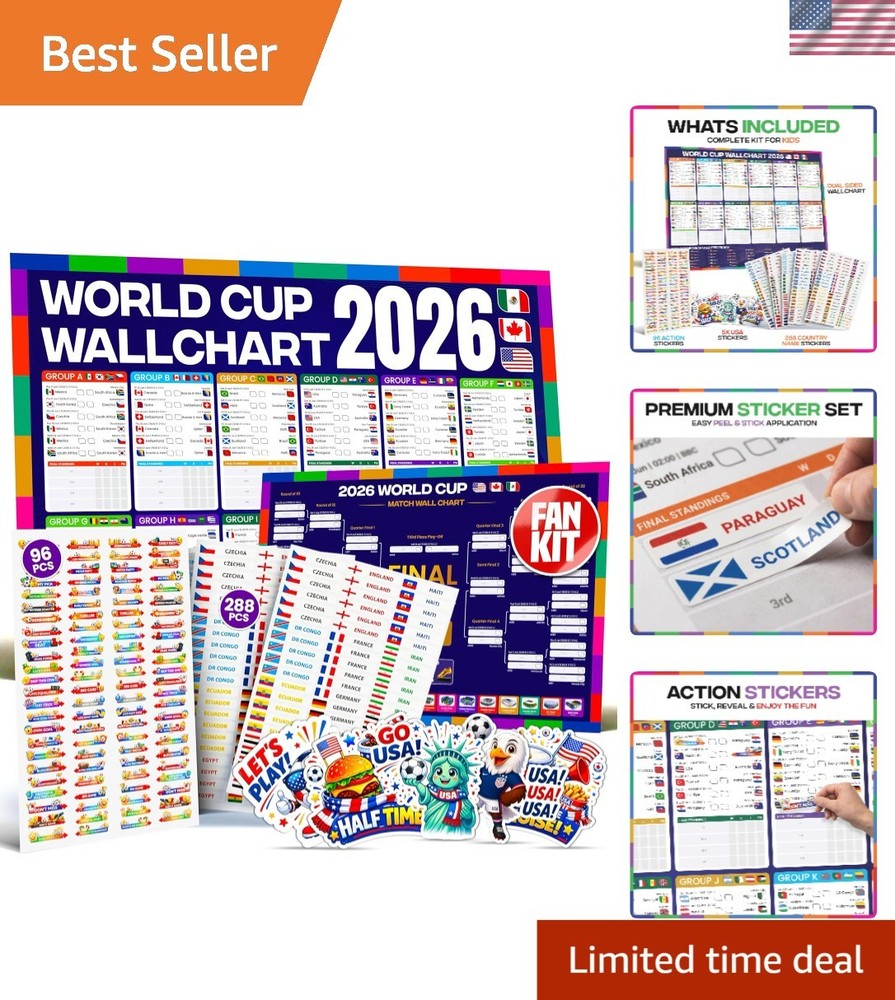 World Cup Wall Chart 2026 Interactive Kit Edition – A1 Soccer Tournament Wal...