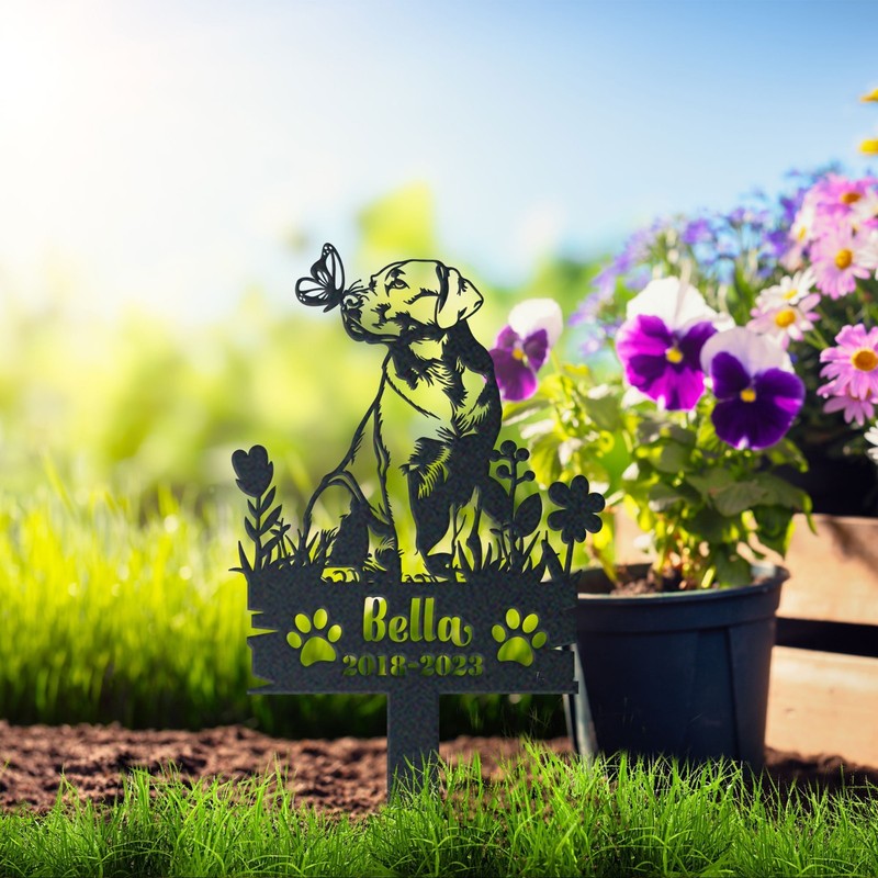 Personalized Dog Memorial Garden Stake, Butterfly Pet Loss Sign gallery