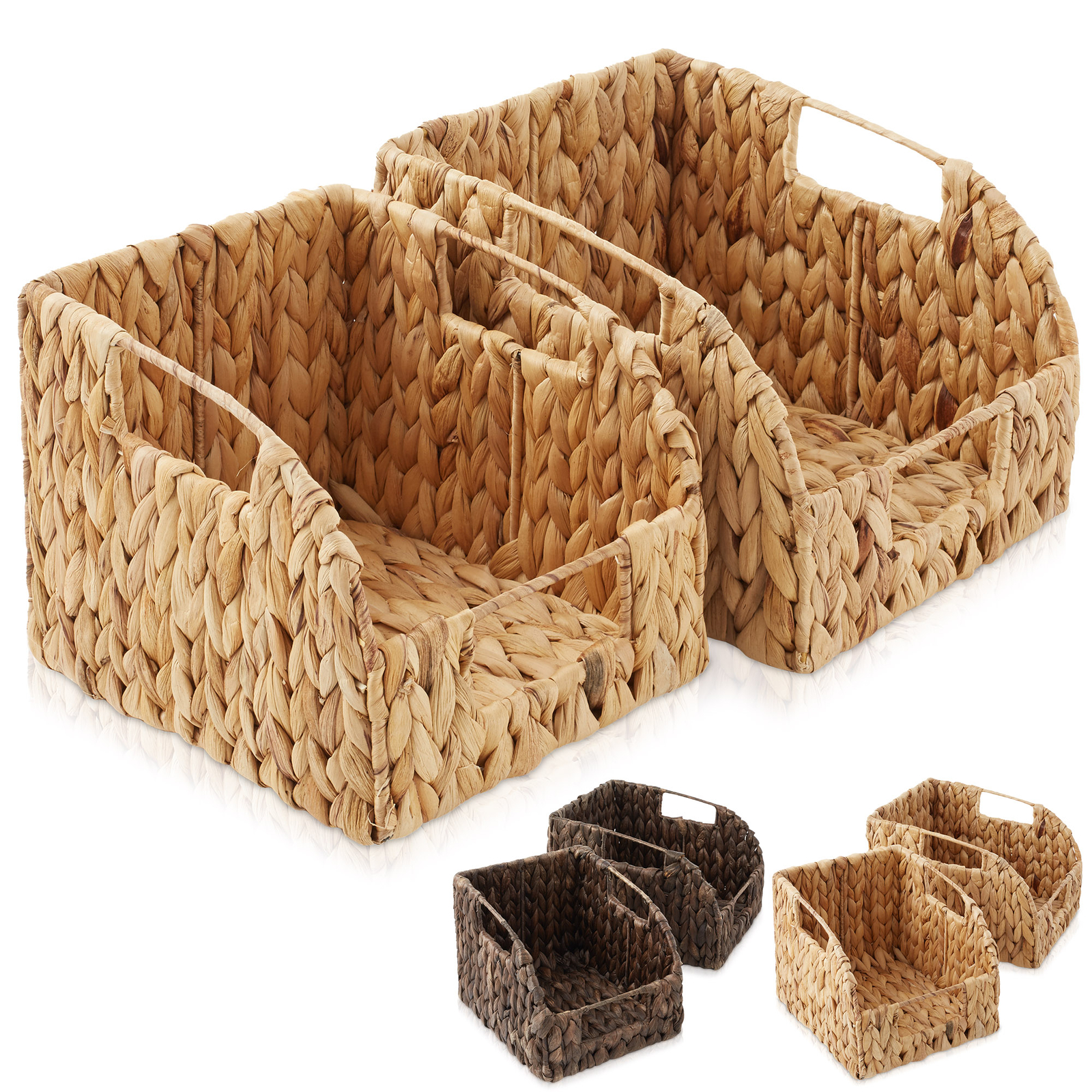 2pk Hyacinth Pantry Baskets, Wicker Kitchen Storage Bins for Cabinets, Shelves gallery