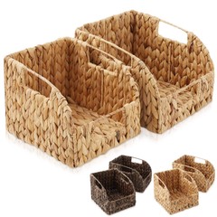2pk Hyacinth Pantry Baskets, Wicker Kitchen Storage Bins for Cabinets, Shelves