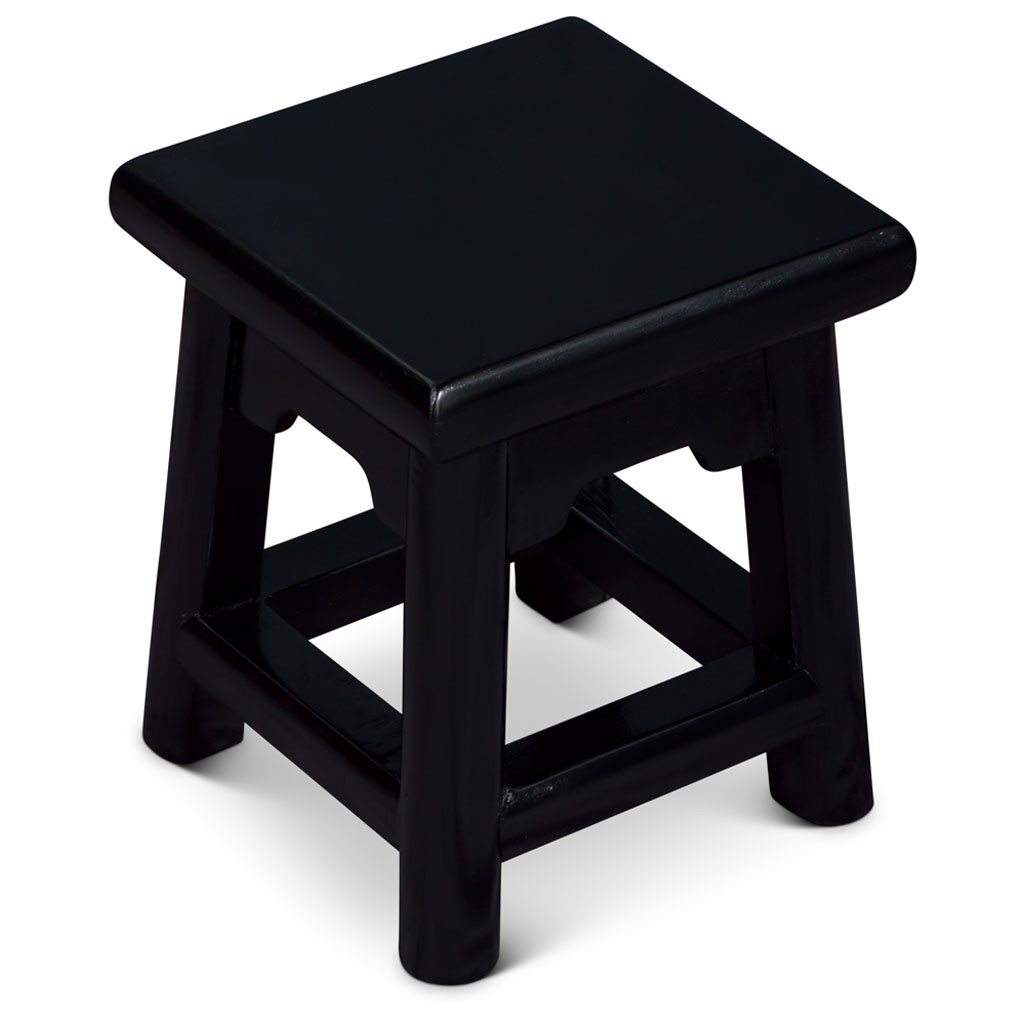 US SELLER - Distressed Black Petite Chinese Village Wooden Bench gallery