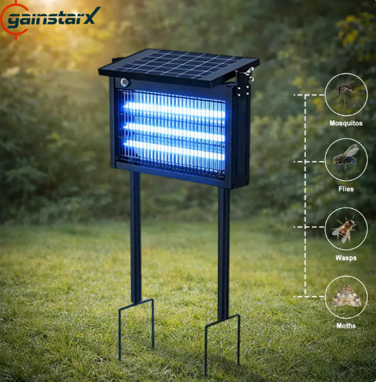 Solar Bug Zapper Outdoor Waterproof Mosquito Fly Killer Smart Sensor Solar Recha gallery