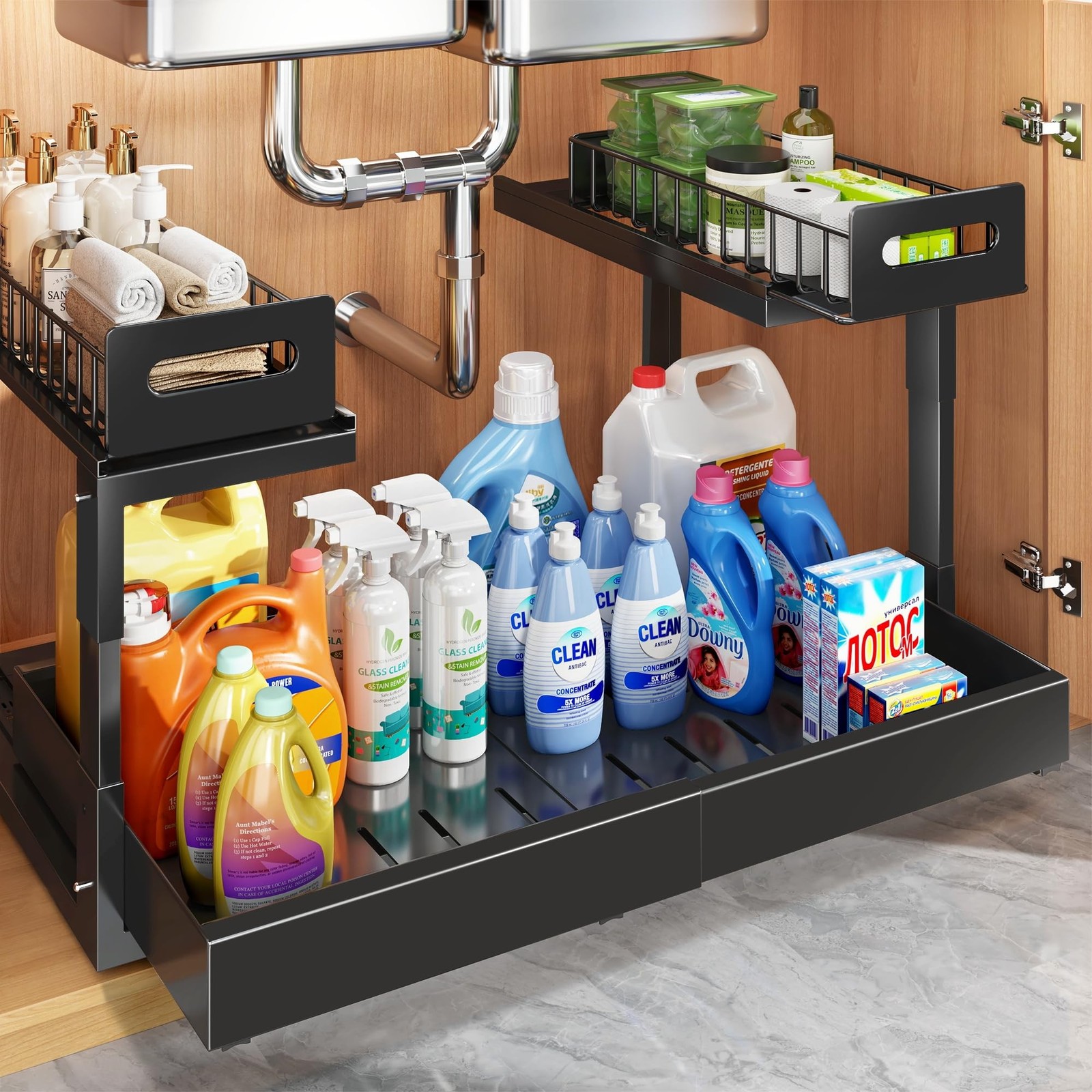 1 Pack Expandable Under Sink Organizers And Storage With Upgrade Ball-Bearing... gallery
