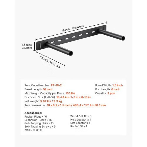 Floating Shelf Brackets 2 Pcs, 150 lbs/68 kg Weight Capacity, 16x6.2x1.5 inch / gallery