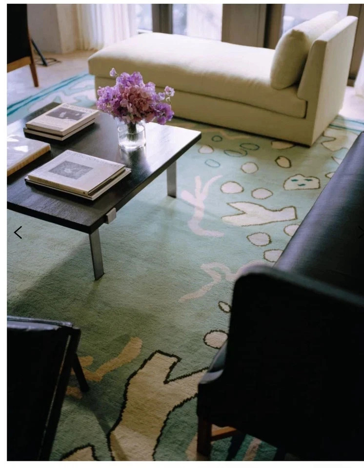 Hand Tufted Abstract Rug | Modern Pastel Blue & Green Animal Print Carpet gallery