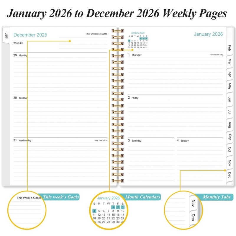 2026 Planner - Weekly Monthly Planner 2026 from January 2026 to December 2026... gallery
