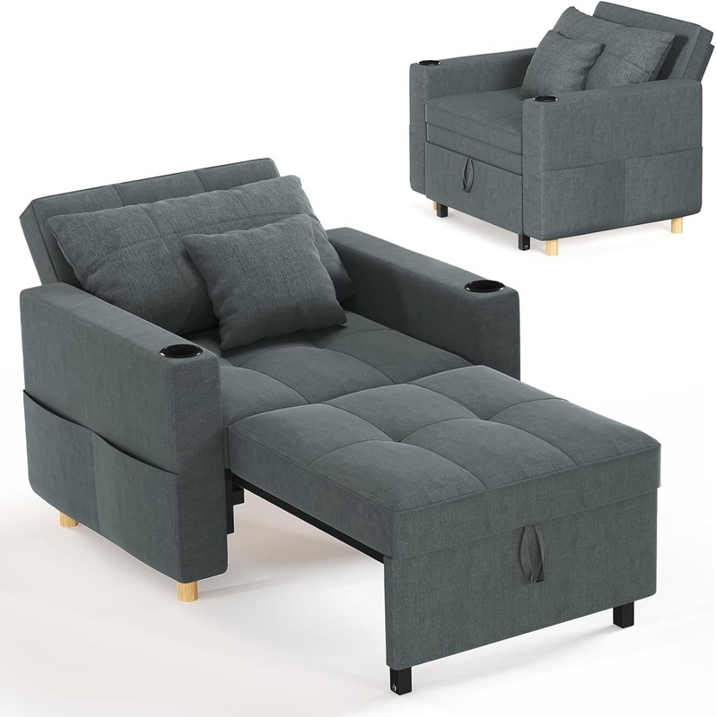 3-in-1 Pull Out Single Sofa 38" Extra Wide Convertible Sleeper Chair Chair Bed gallery