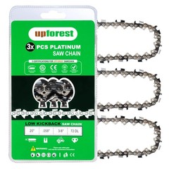 Upforest 3 Pack Full Chisel Chainsaw Chain 20 Inch .058 Gauge, 3/8 20 inches