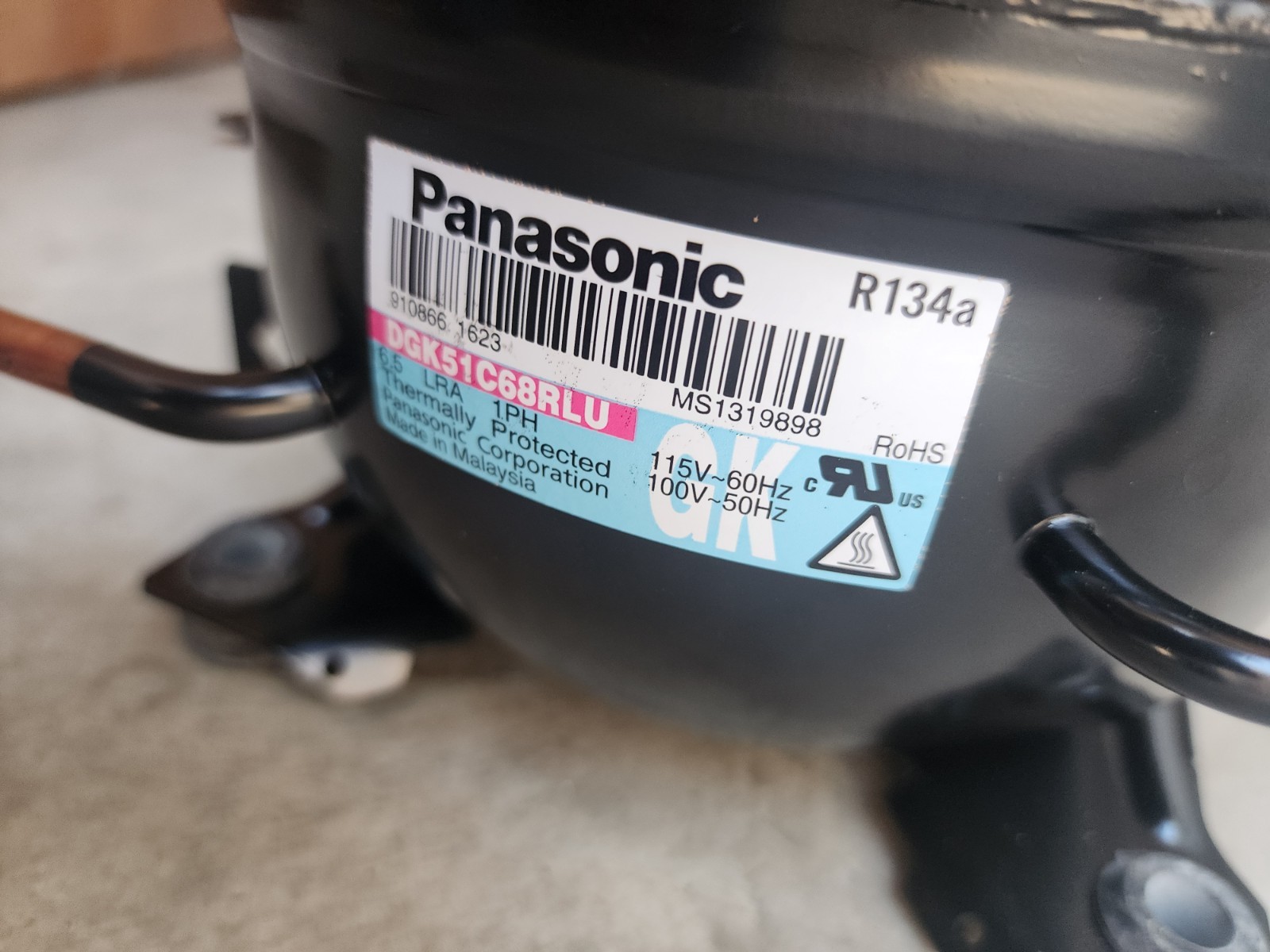 Frigidaire Refrigerator Compressor Part# 5304511967, DK51C68RLU, MS1310967 gallery