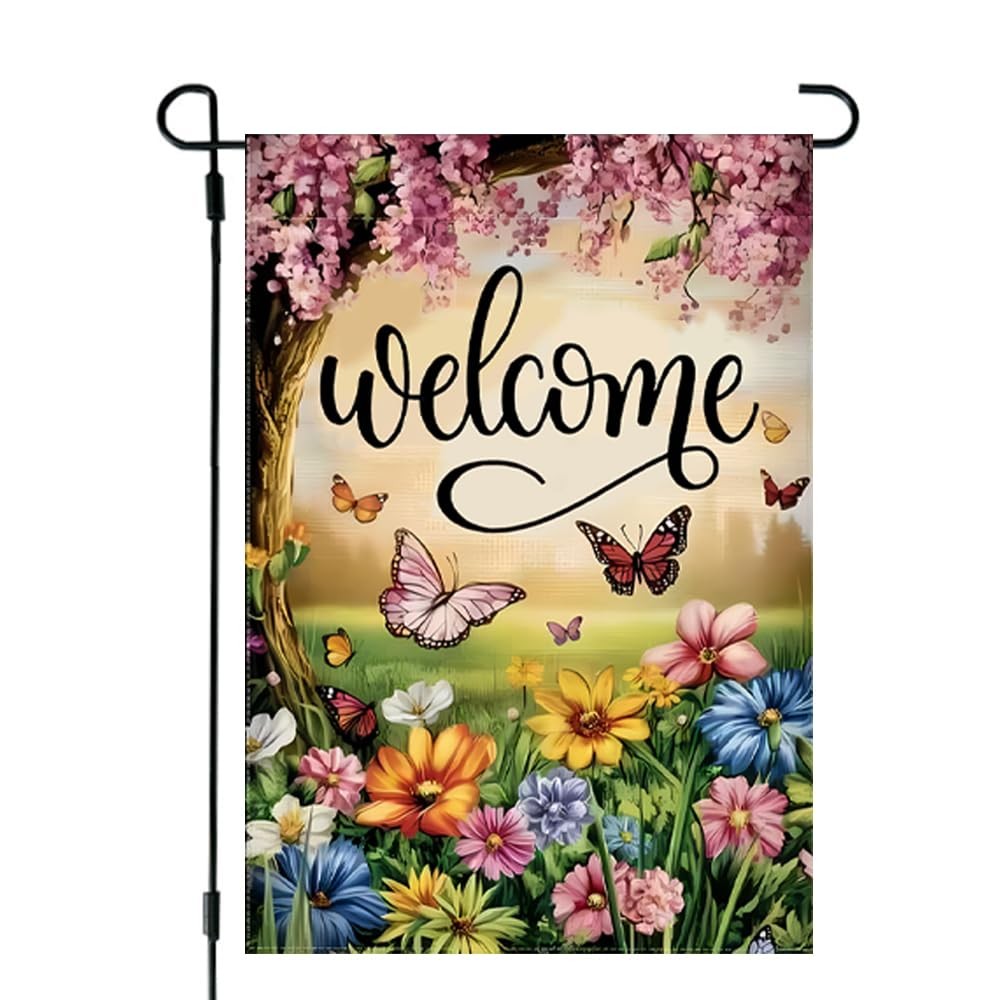 Spring Summer Garden Flags 12x18 Inch Double Sided, Burlap Seasonal Farmhouse... gallery