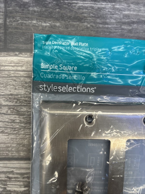 Style Selections Simple Square Triple Wall Plate Satin Nickel #3159491 {8} gallery