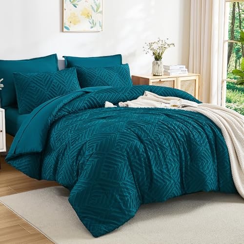 Super King Comforter Set - 7 Pieces Bed in a Bag Super King (120"x120") Teal