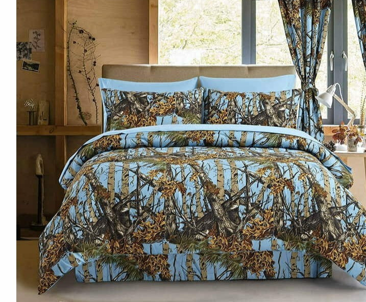 Sky Blue Camo Queen set: Bonus: KING COMFORTER WITH QUEEN SHEETS gallery