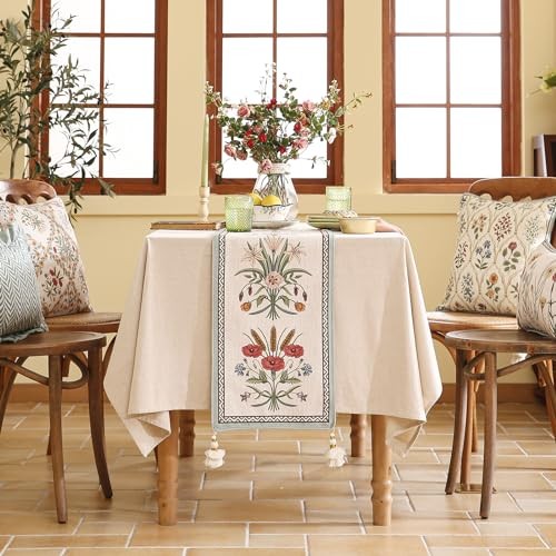 Designer Elegant Linen Table Runner 102 Inches, 12X102 Inches Serenity F gallery