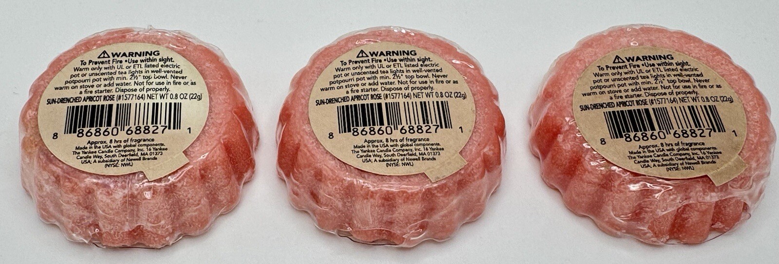 Yankee Candle SUN DRENCHED APRICOT ROSE Wax Potpourri Tarts LOT OF 3 gallery