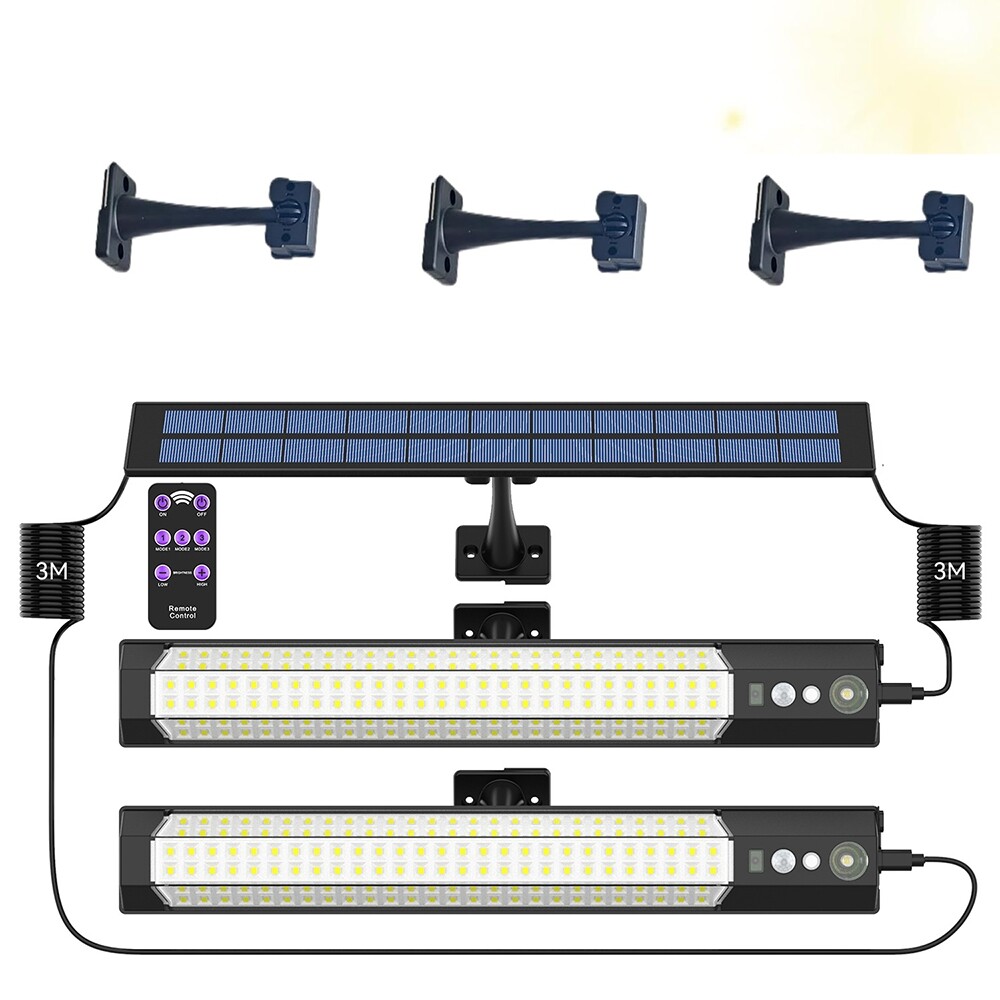 Solar Power Double Head LED Pendant Light Garage Shop Lamp Shed Barn Gazebo Yard gallery