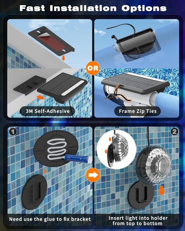 Solar Pool Lights, Solar Powered LED Lights with Remote IP68 Waterproof, Swim... gallery