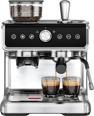 EUHOMY Espresso Machine with Grinder, 20 Bar Coffee Maker – Silver – Model CM002