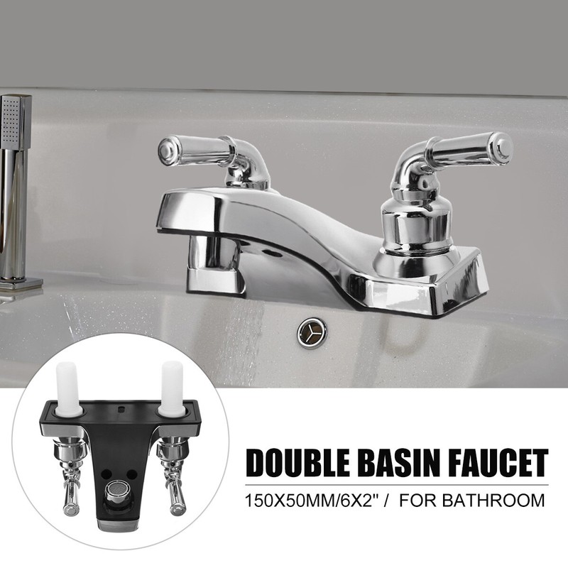 Universal Chrome Plastic Basin Sink Faucet Lavatory 2 Handles Vanity Mixer Tap gallery