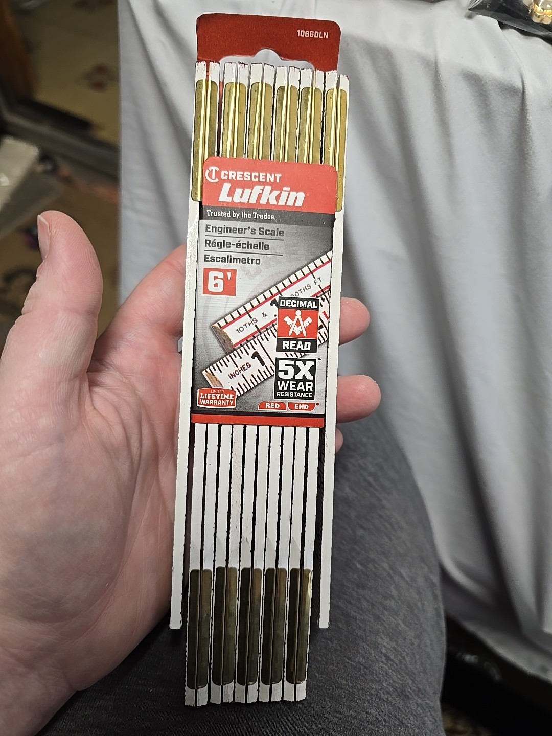 5/8 Inch x 6 ft. Lufkin Wooden Folding Engineer’s Scale Ruler 1066DLN NIPS gallery