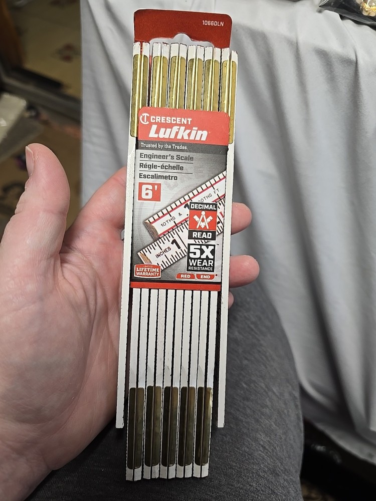 5/8 Inch x 6 ft. Lufkin Wooden Folding Engineer’s Scale Ruler 1066DLN NIPS