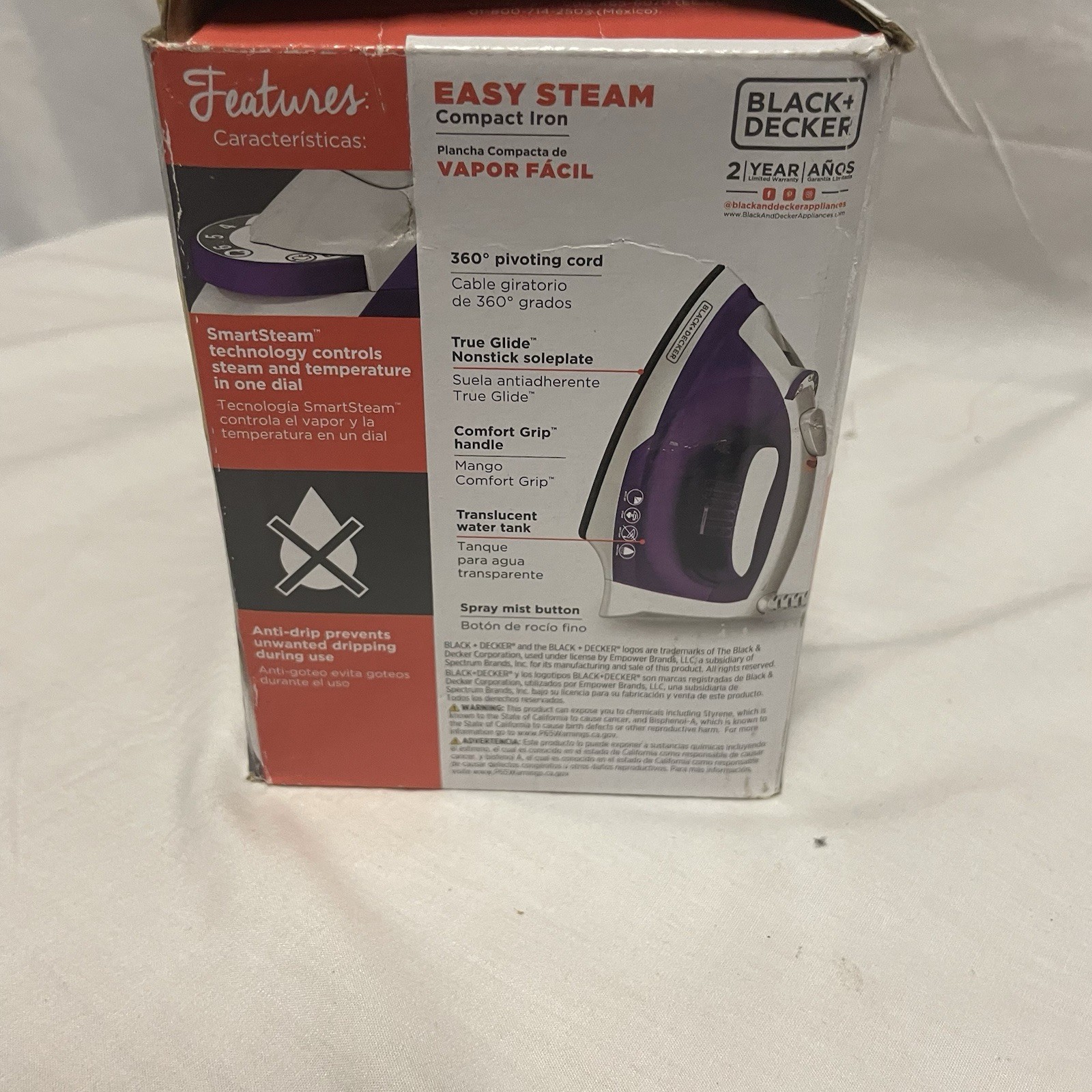 BLACK+DECKER Easy Steam Compact Iron Automatic Shutoff, Nonstick, Spray NEW gallery