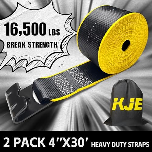 2 Pack Reflective 4 Inch Straps for Flatbed Trailer, 4" x 30' Black Heavy gallery